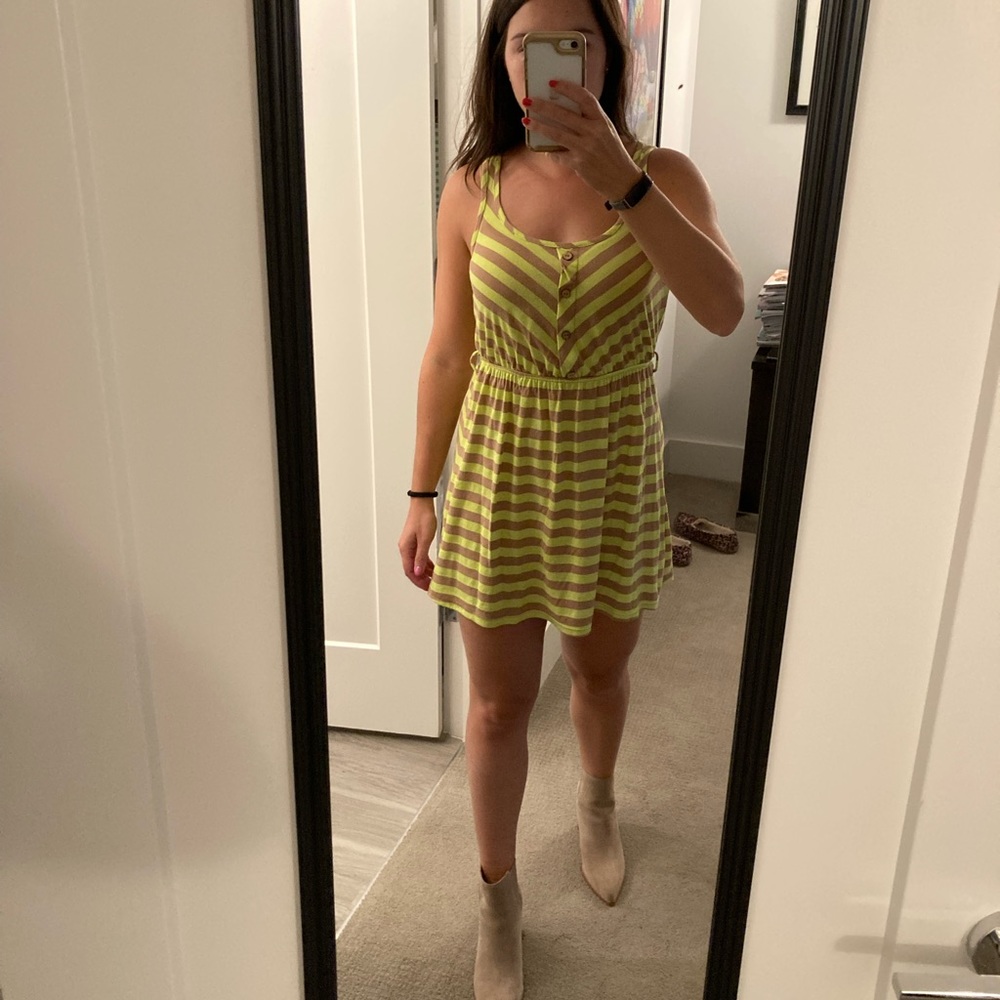 Lightweight neon striped sundress with lace back